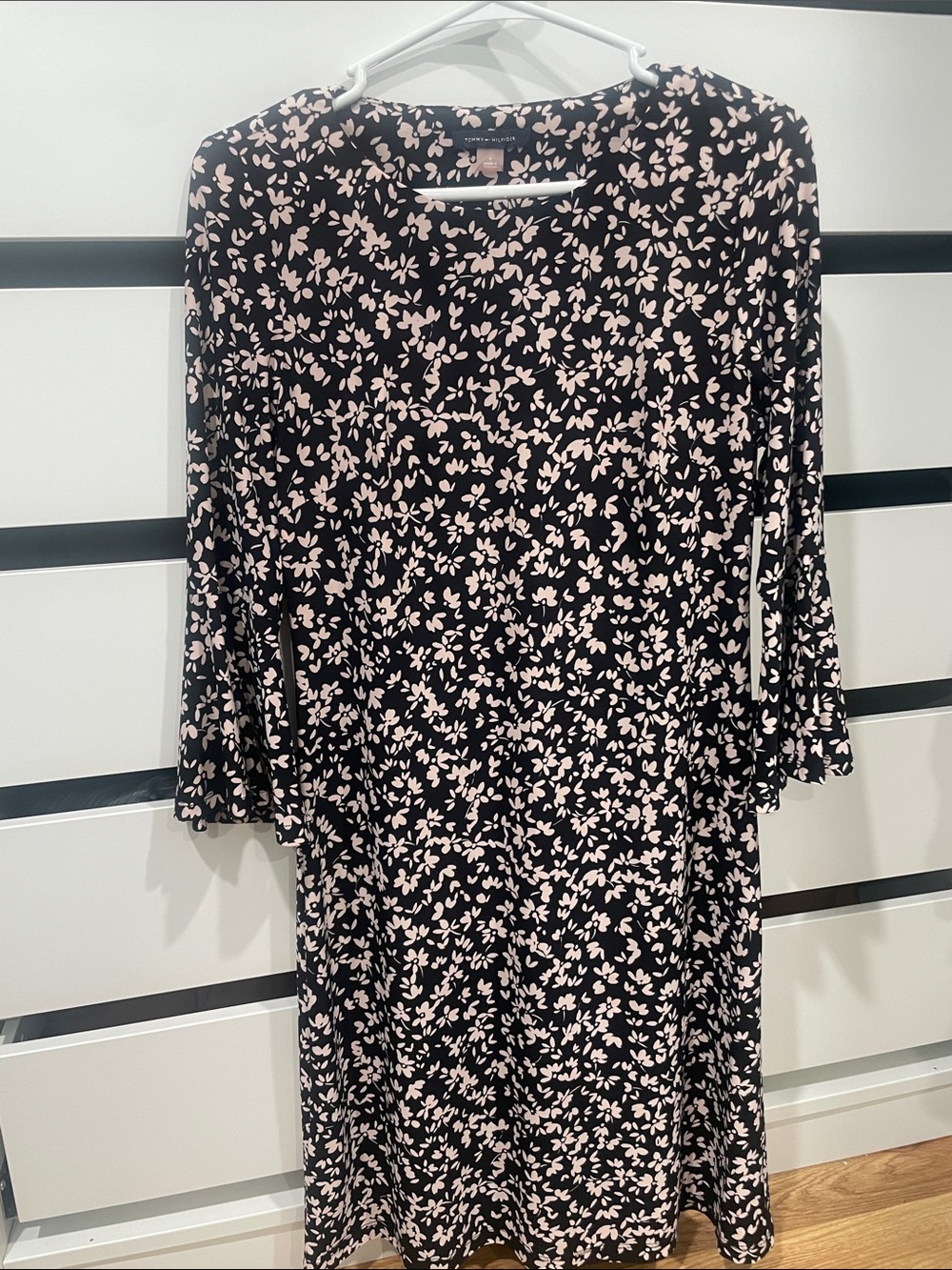 Tommy Hilfiger Black Dress with Blush Floral Print - Long Sleeve